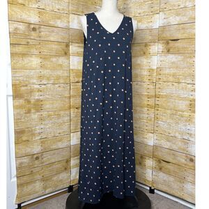 J.JILL BOTTOM TIER CASUAL STRETCH SOFT SUMMER DOTTED MIDI LENGTH TANK DRESS SZ.S